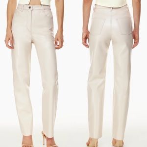 Aritzia Wilfred The Melina Pant Straight Matte Pearl 00 Faux Vegan Leather